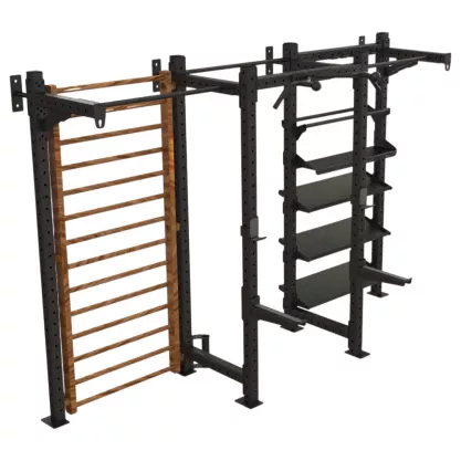 Home training rig avec rangement fixé au mur